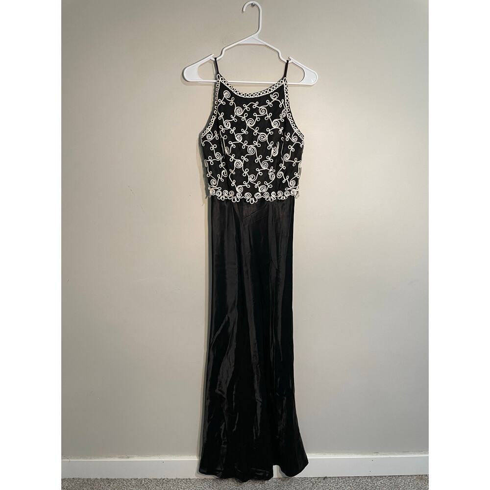 Vintage Jessica McClintock Gunne Sax Black Gothic Satin Formal Dress Size 5/6